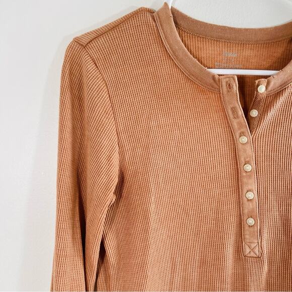 Aerie American Eagle Tan Orange Thin Waffle Knit Long Sleeve Thermal Top Small - Picture 8 of 8